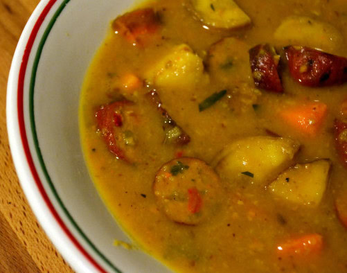 Soupe saucisses et pomme de terre