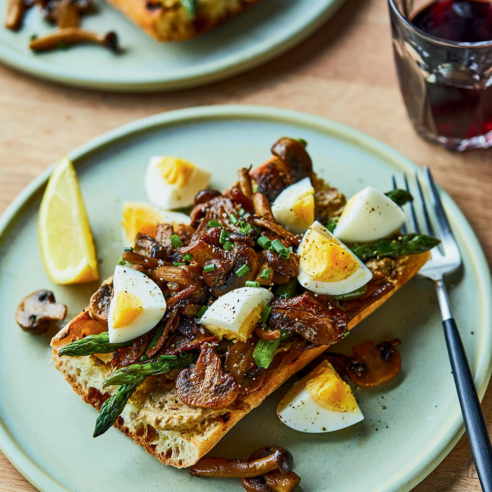 Tartines aux champignons, mayonnaise aux cèpes
