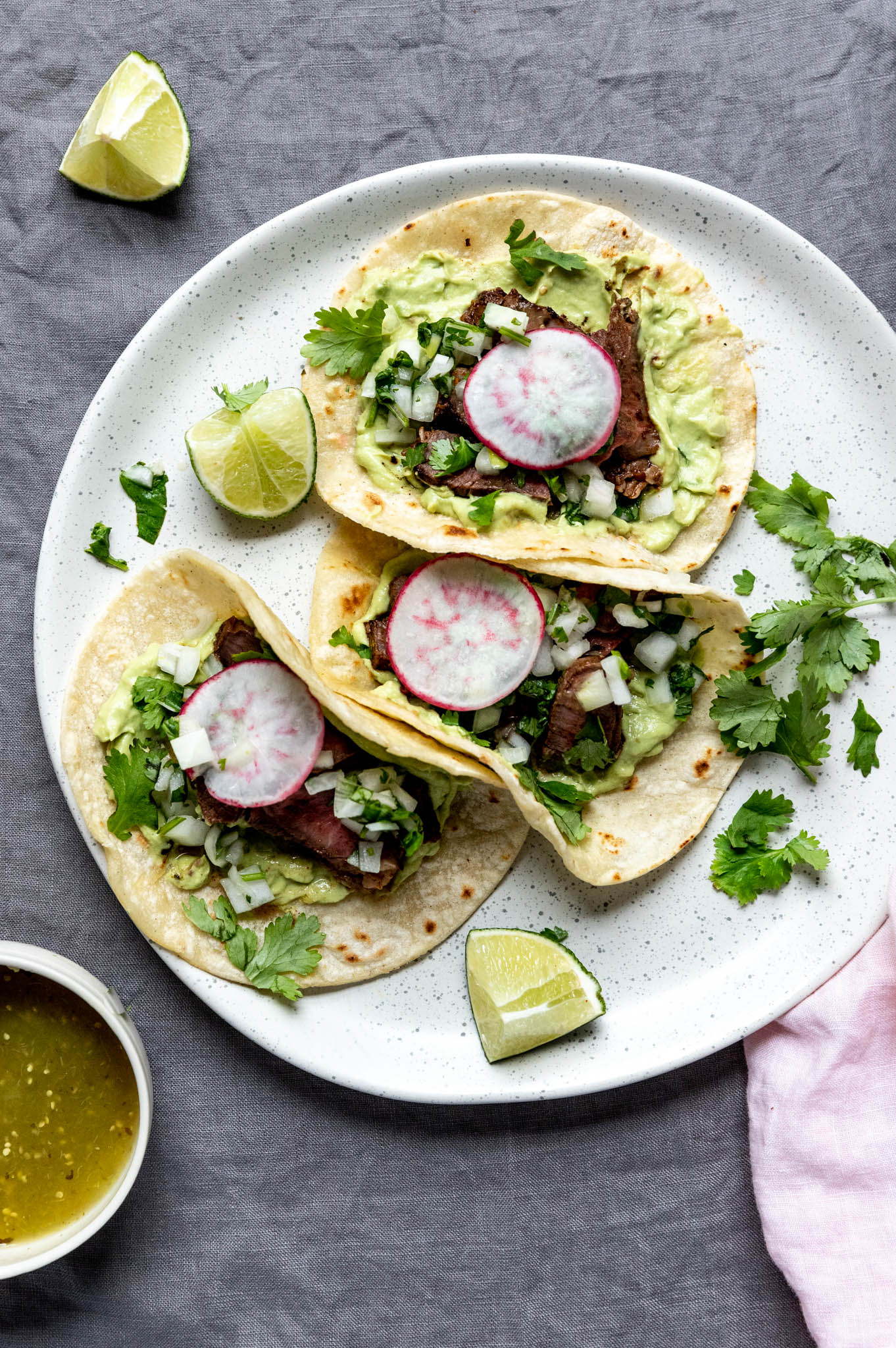 Tacos de steak (carne asada)