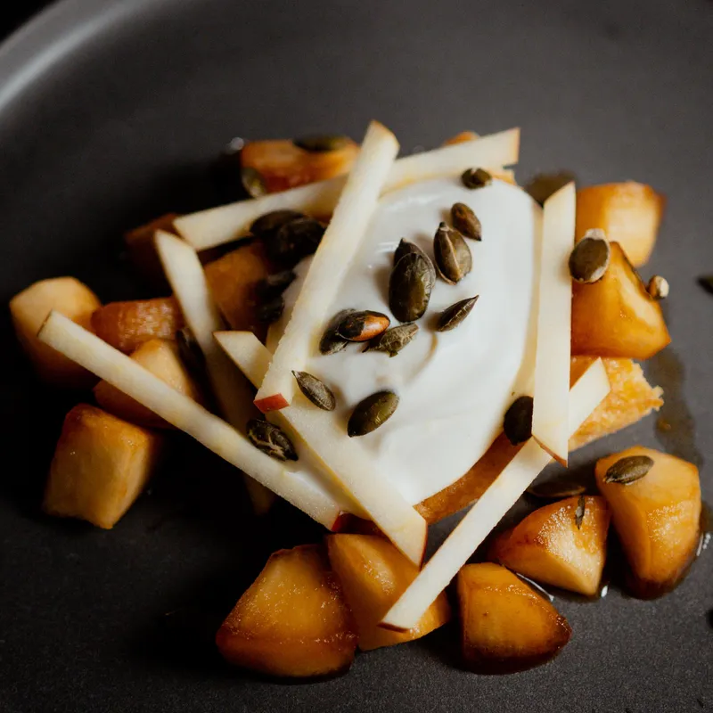 Gâteau à la courge et poêlée de pommes au miel