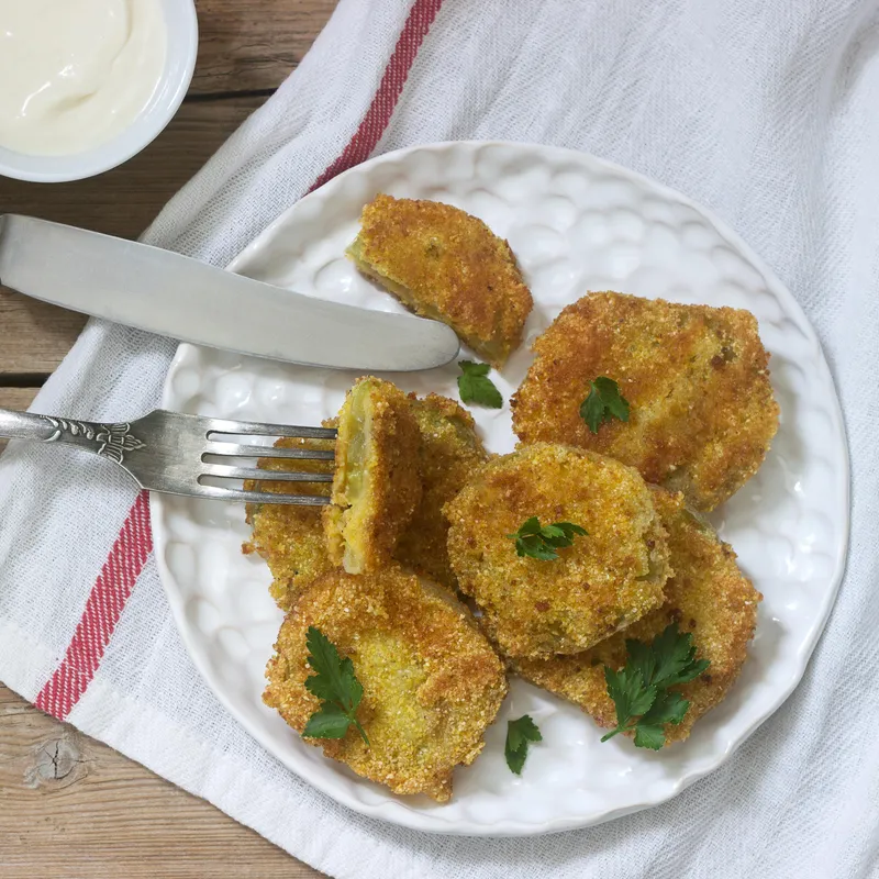 Tomates vertes frites et sauce ranch