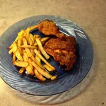 Poulet pané et frites au four