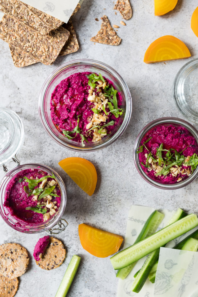 Houmous de betteraves et basilic