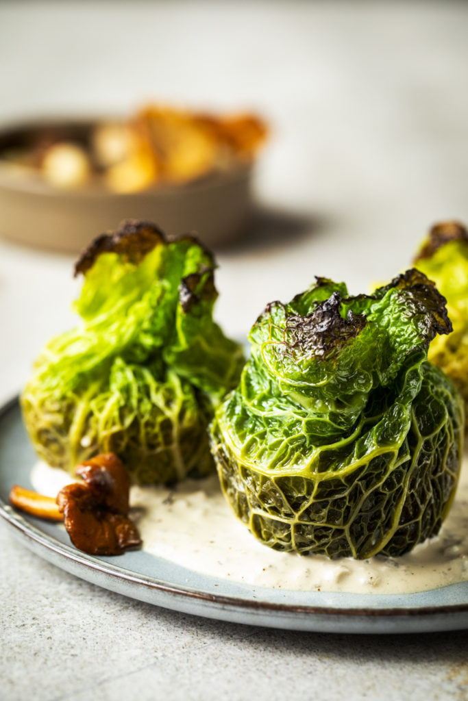 Choux farcis aux champignons végétariens