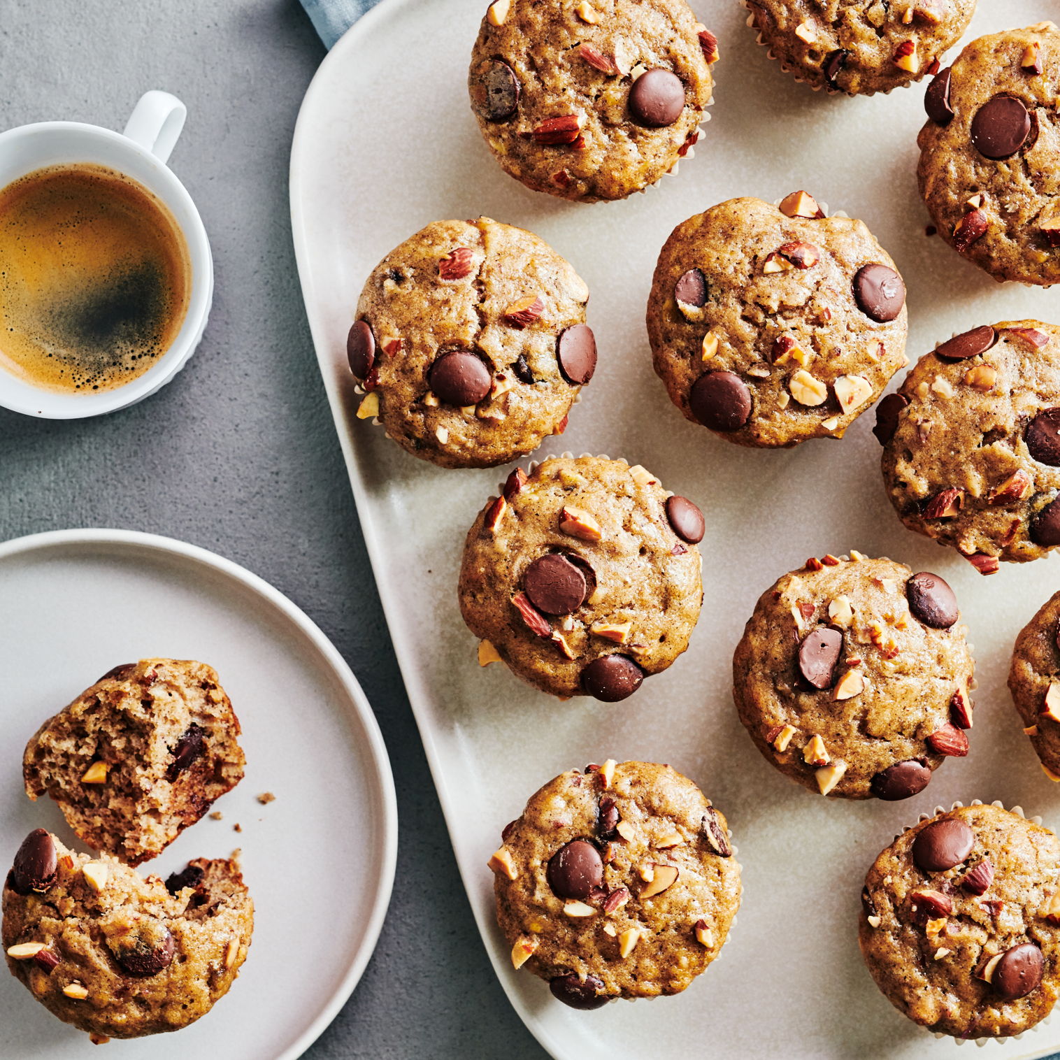 Muffins aux bananes, au sarrasin, aux amandes et au chocolat