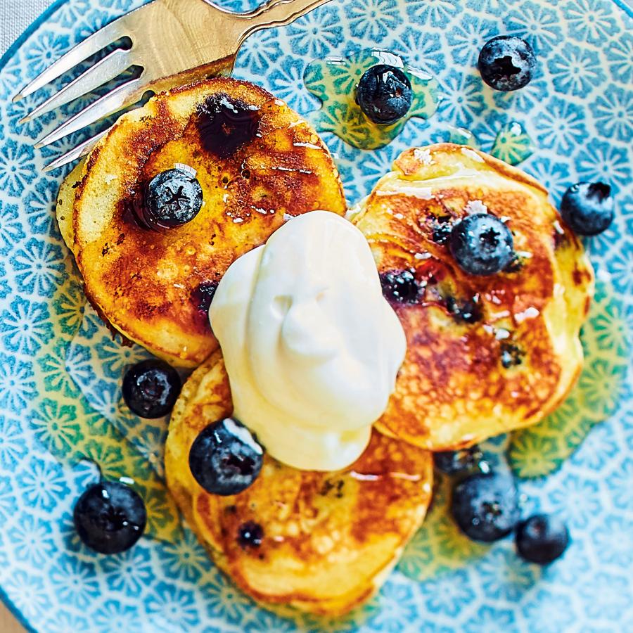 Petits pancakes aux bleuets pour raclette