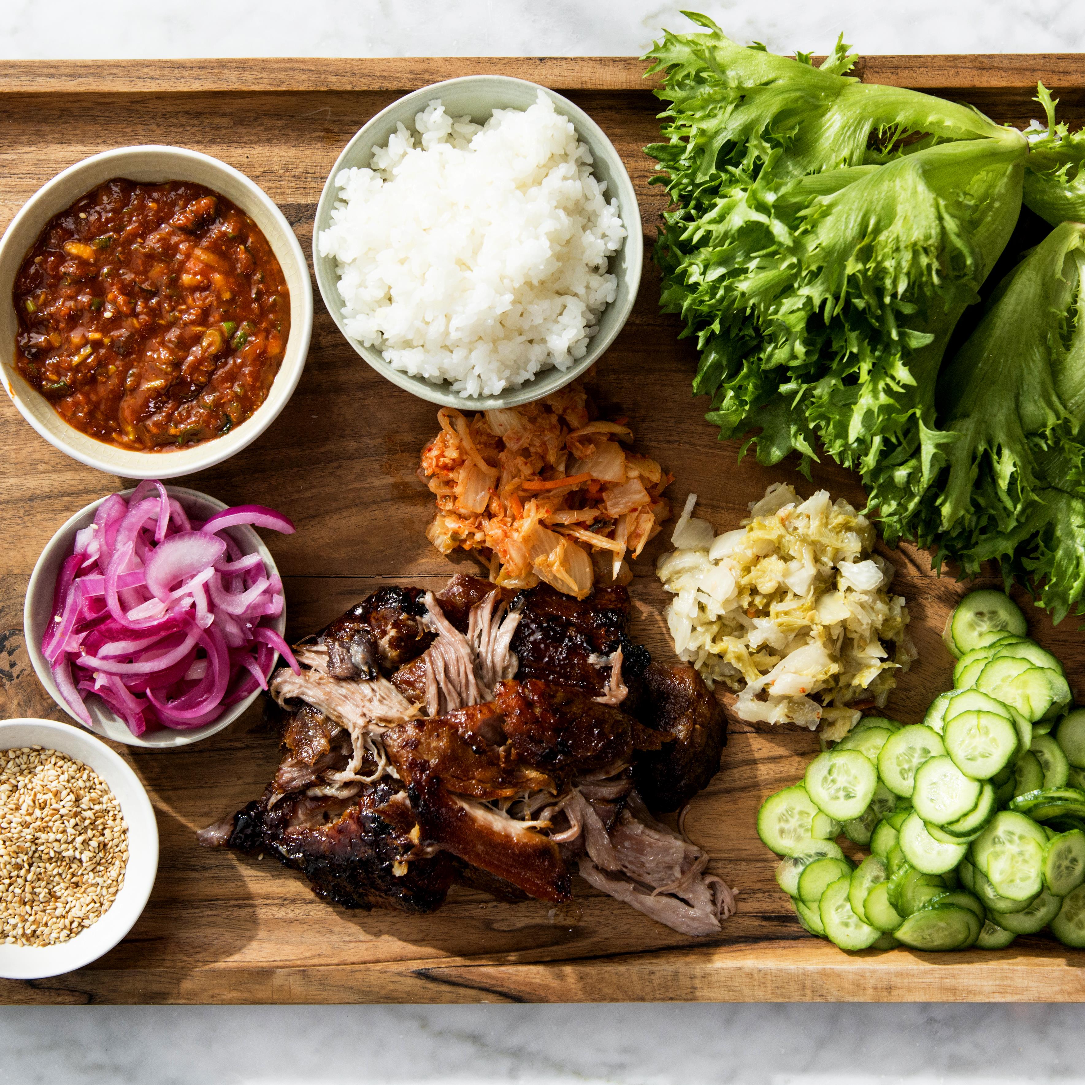 Échine de porc glacée à la coréenne (bo ssäm)