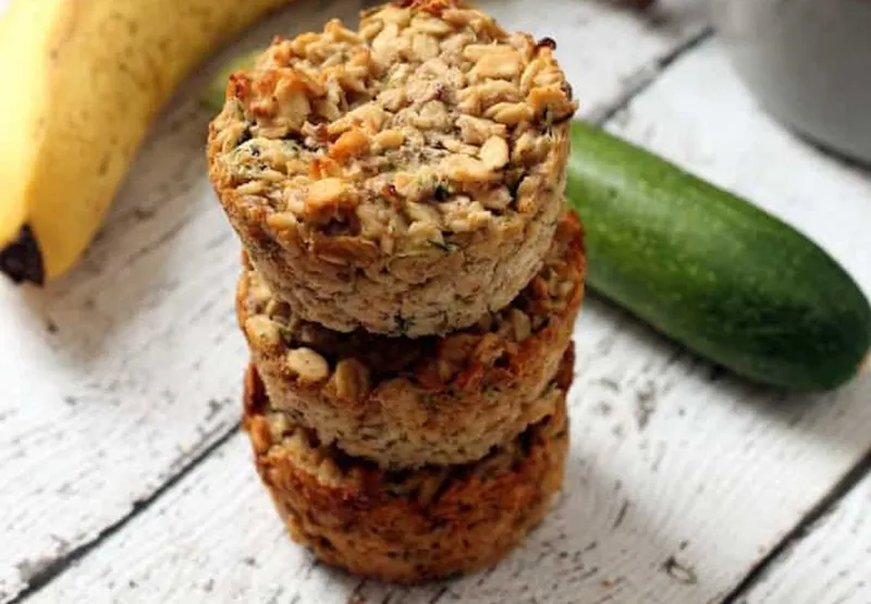 Muffins à l&rsquo;avoine, bananes et courgettes