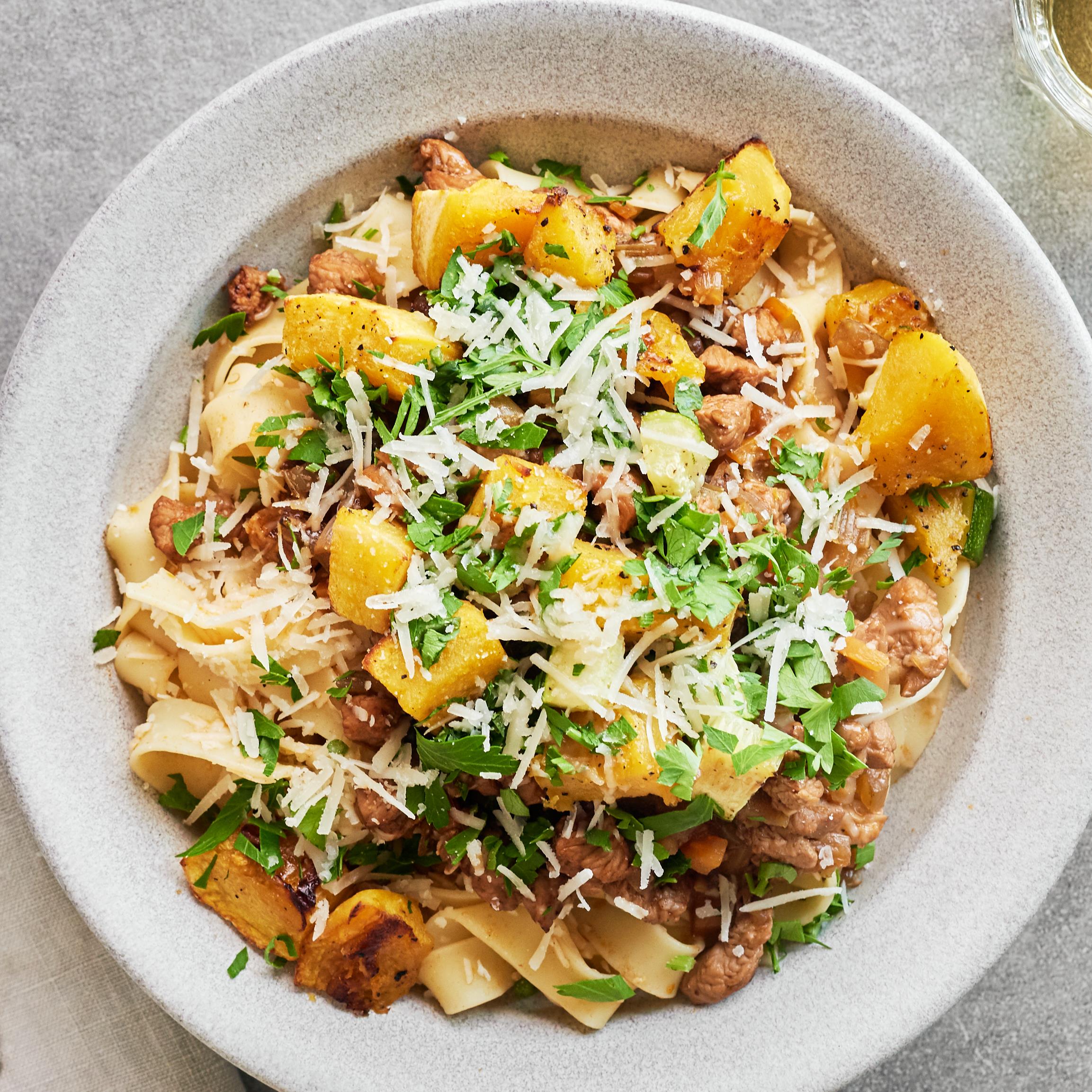 Pappardelles, sauce ragù au dindon et à la courge