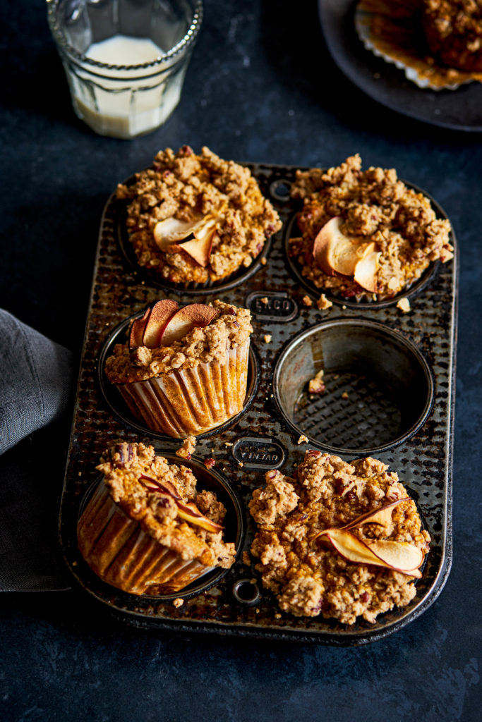 Muffins pommes et citrouille, croustillant aux pacanes