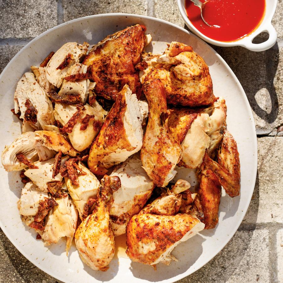 Poulets barbecue en crapaudine