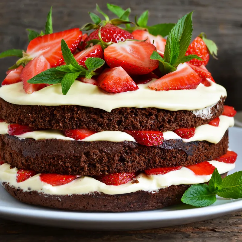 Gâteau au chocolat et aux fraises